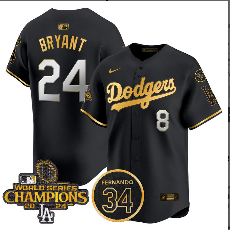 Men MLB Los Angeles Dodgers #24 Bryant black 2024 World Series Champions Patch Limited Jersey->los angeles dodgers->MLB Jersey